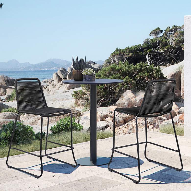 Image 1 Shasta 30" Black Outdoor Bar Stools Set of 2