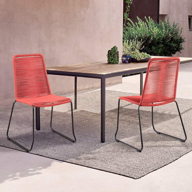 Image 1 Shasta Brick Red Rope Outdoor Dining Chairs Set of 2