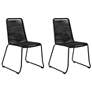Shasta Set of 2 Outdoor Stackable Dining Chair in Metal and Black Rope