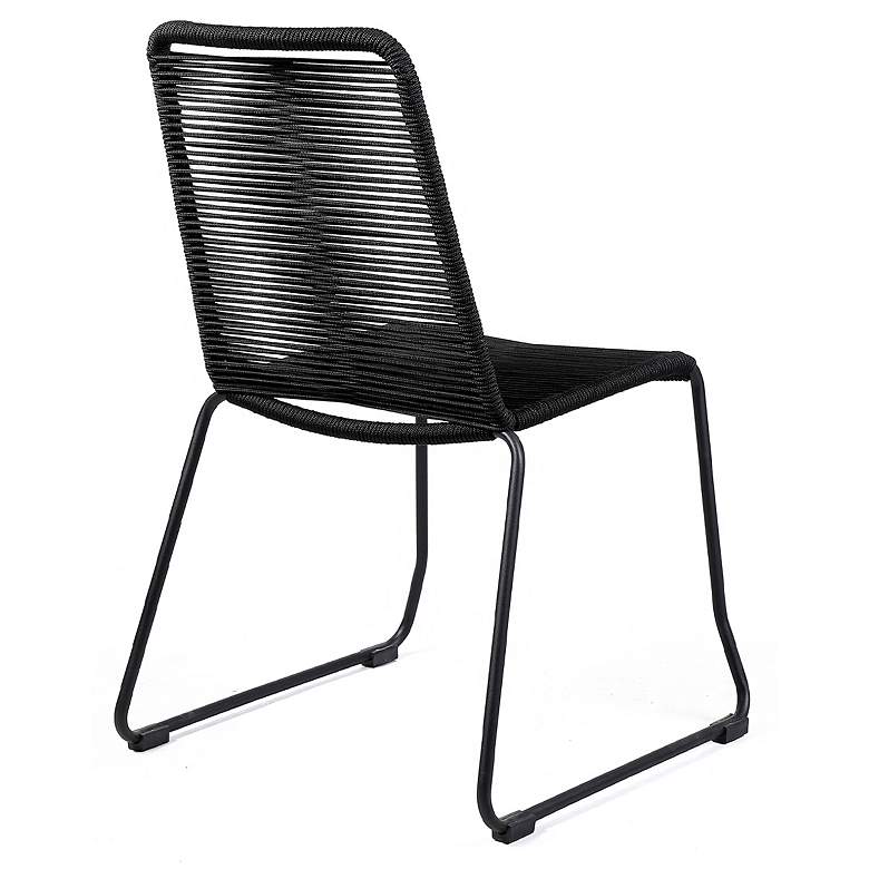 Image 2 Shasta Set of 2 Outdoor Stackable Dining Chair in Metal and Black Rope more views