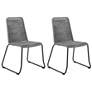 Shasta Set of 2 Outdoor Stackable Dining Chair in Metal and Grey Rope