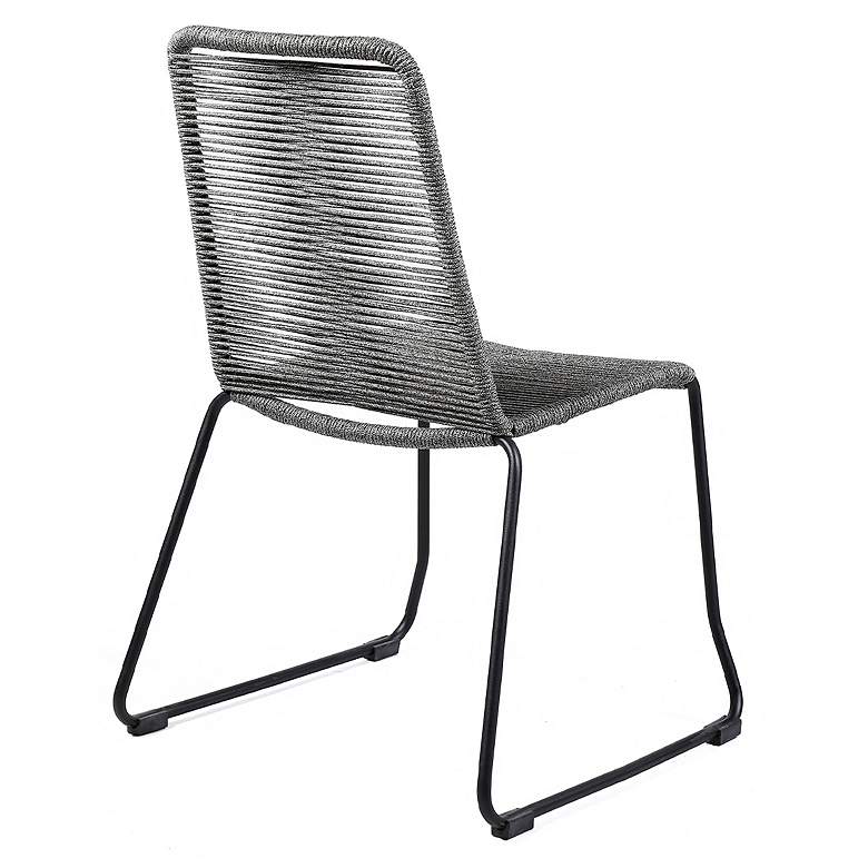Image 2 Shasta Set of 2 Outdoor Stackable Dining Chair in Metal and Grey Rope more views