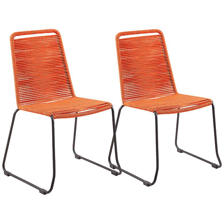 Image 2 Shasta Tangerine Rope Outdoor Dining Chairs Set of 2