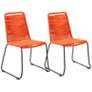 Shasta Tangerine Rope Outdoor Dining Chairs Set of 2
