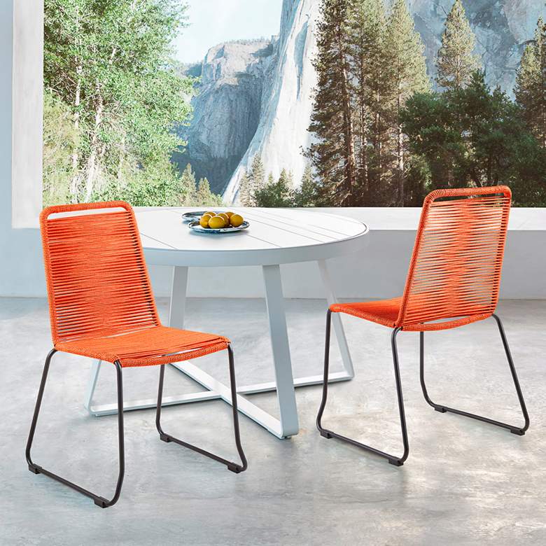 Image 1 Shasta Tangerine Rope Outdoor Dining Chairs Set of 2
