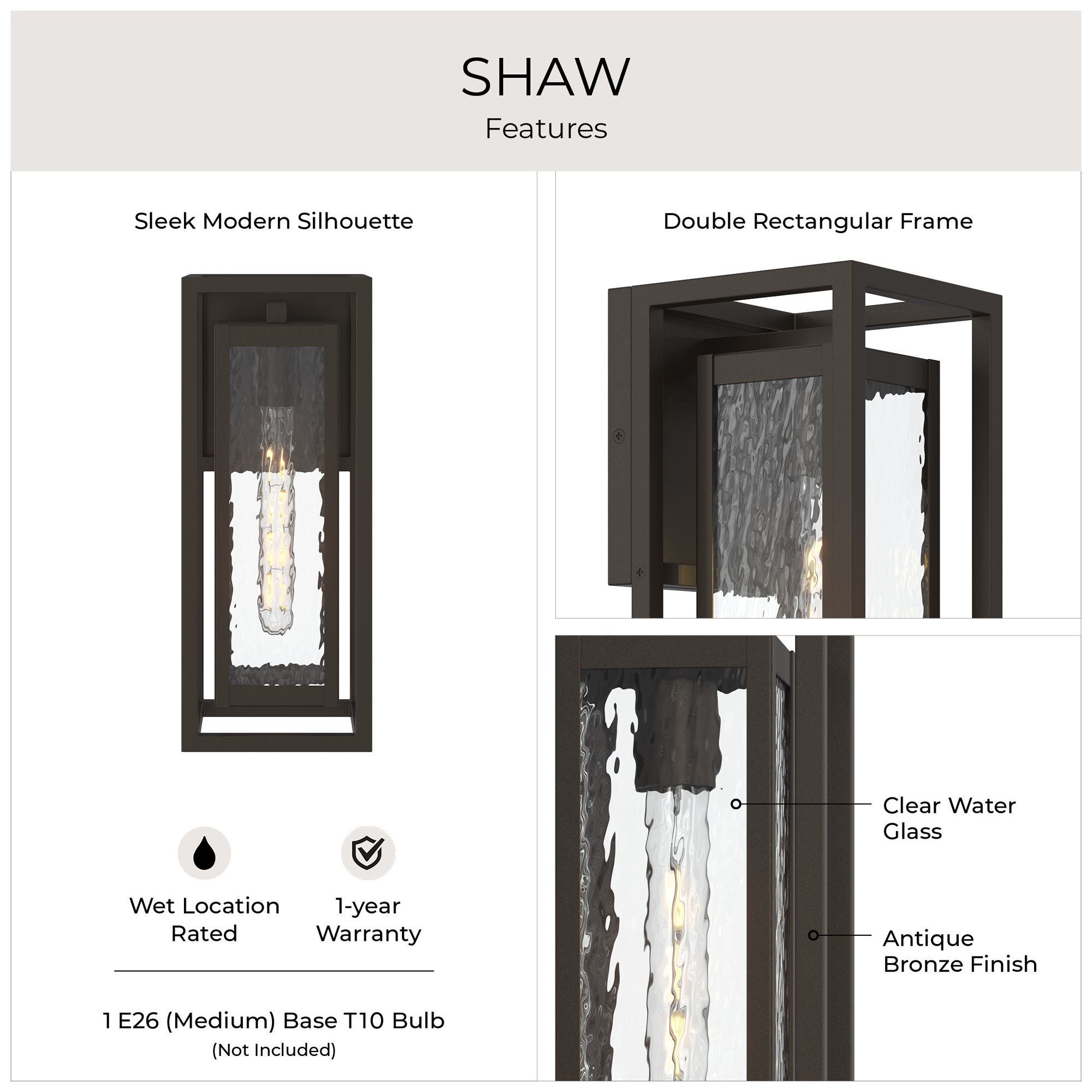 Shaw 15 inch 1 Light Outdoor Wall Light with Clear Glass