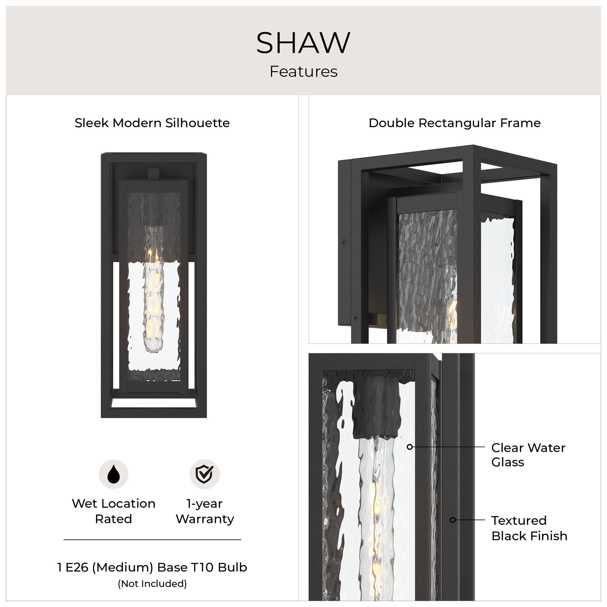 Shaw 15 inch 1 Light Outdoor Wall Light with Clear Glass