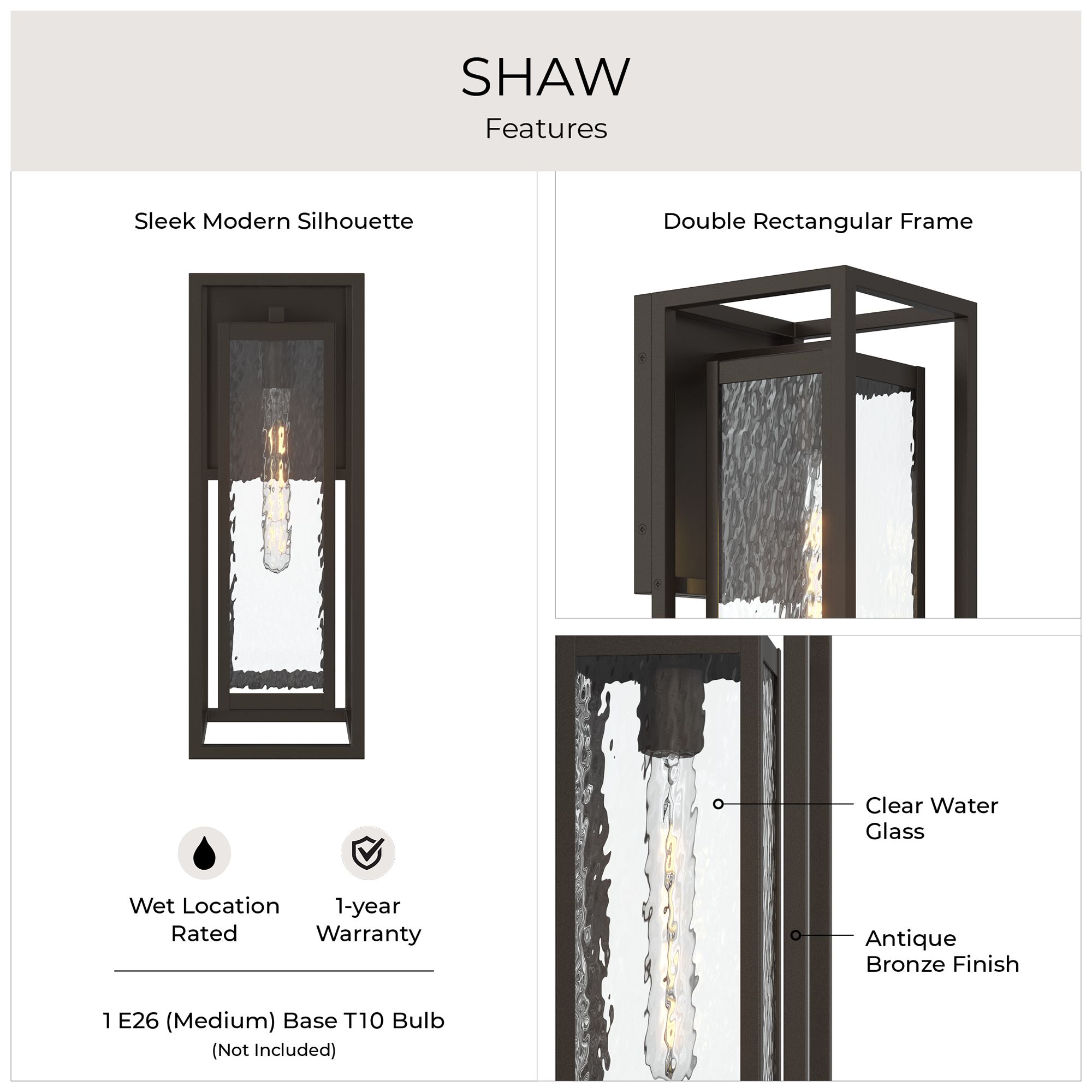 Shaw 19.5 inch 1 Light Outdoor Wall Light with Clear Glass