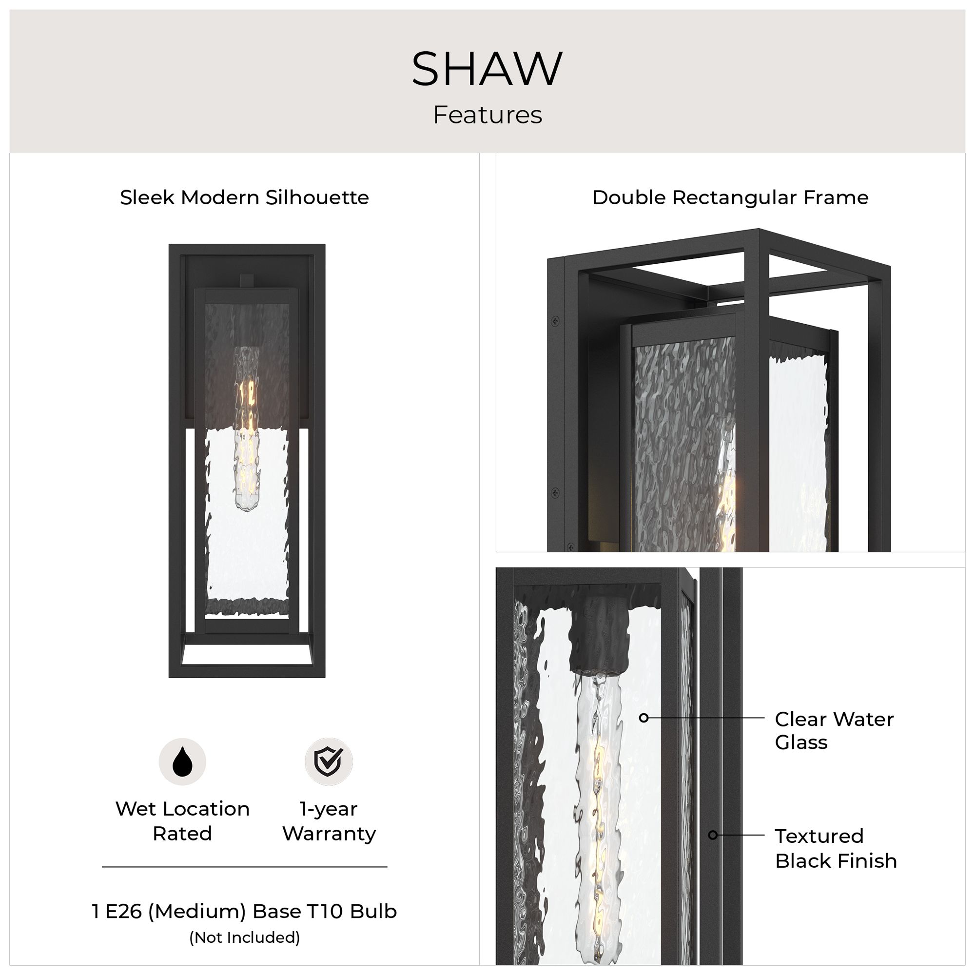 Shaw 19.5 inch 1 Light Outdoor Wall Light with Clear Glass