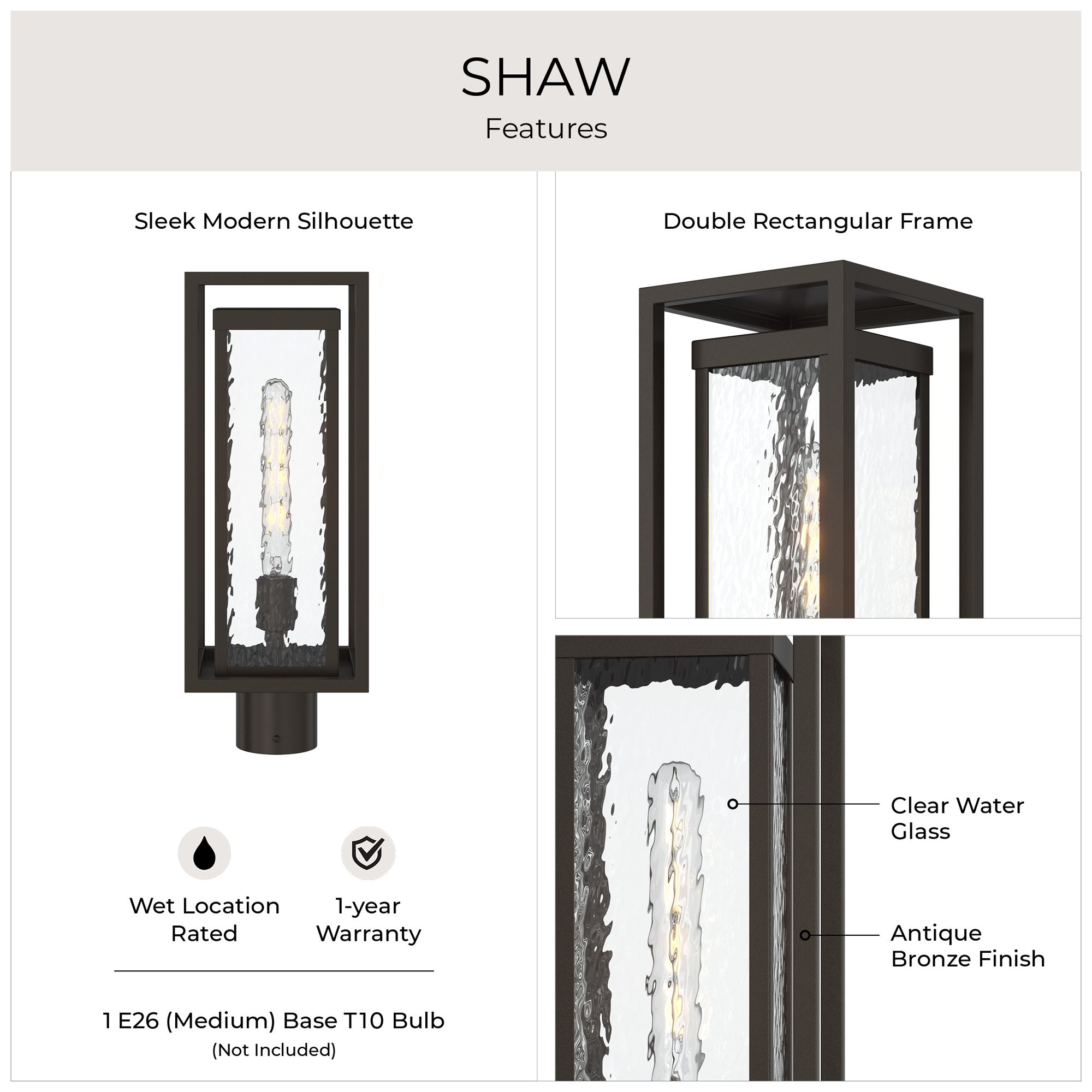 Shaw 19 Inch 1 Light Outdoor Post Light with Clear Glass