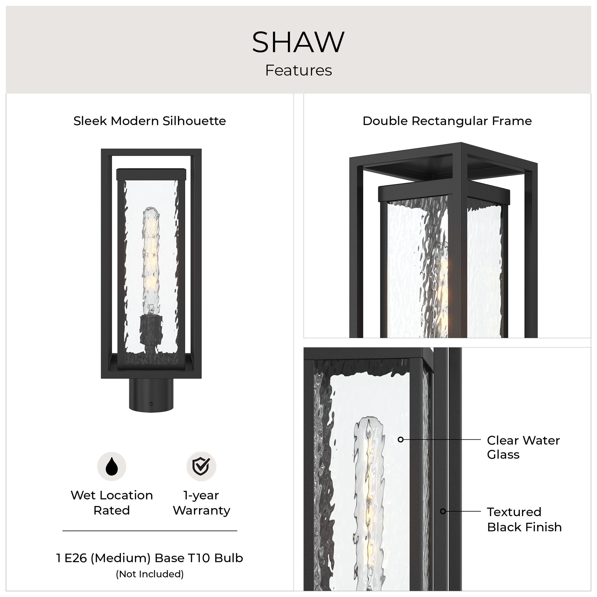 Shaw 19 Inch 1 Light Outdoor Post Light with Clear Glass