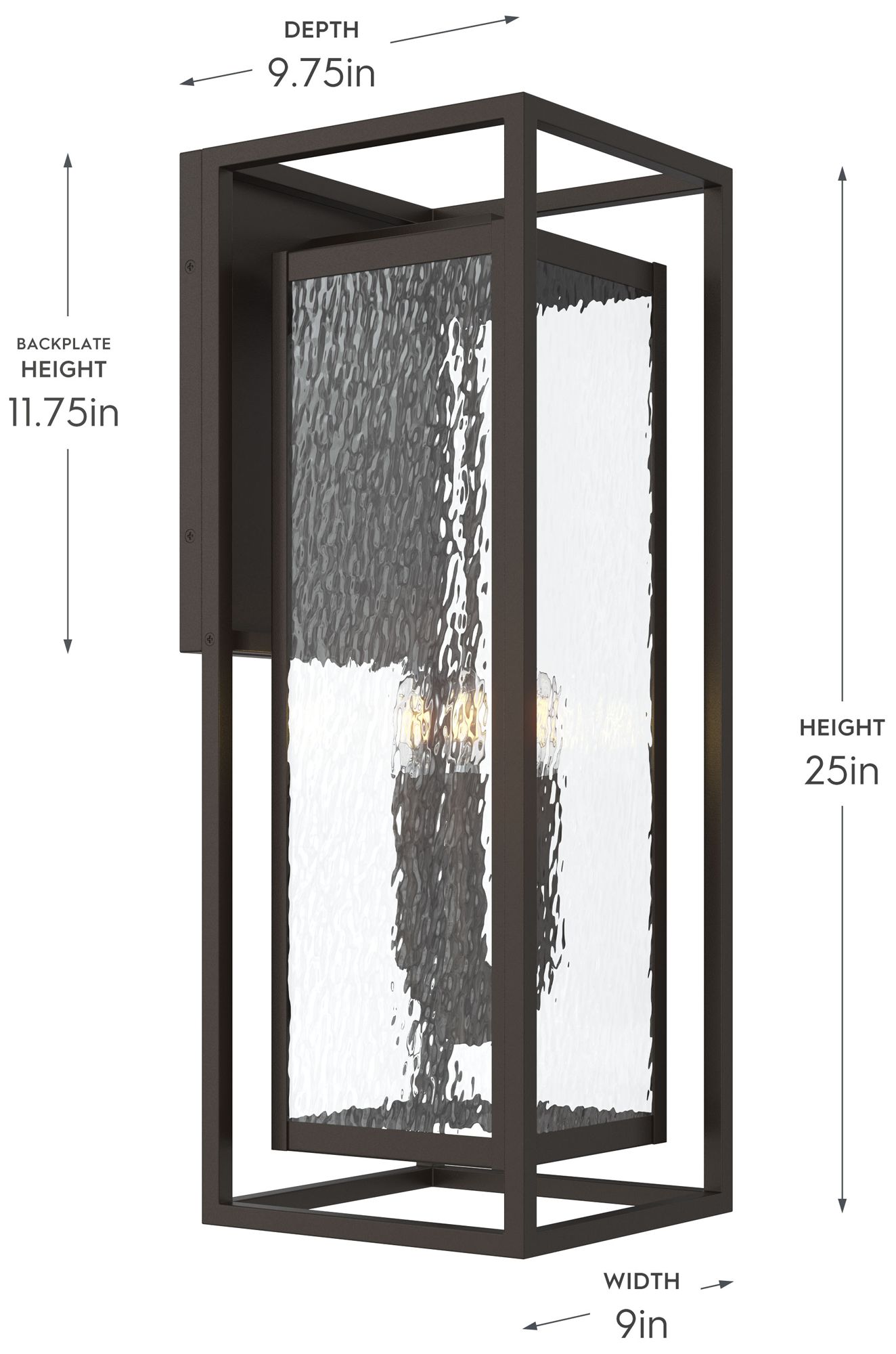 Image 5 Shaw 25-inch 3-Light Outdoor Wall Light with Water Glass more views