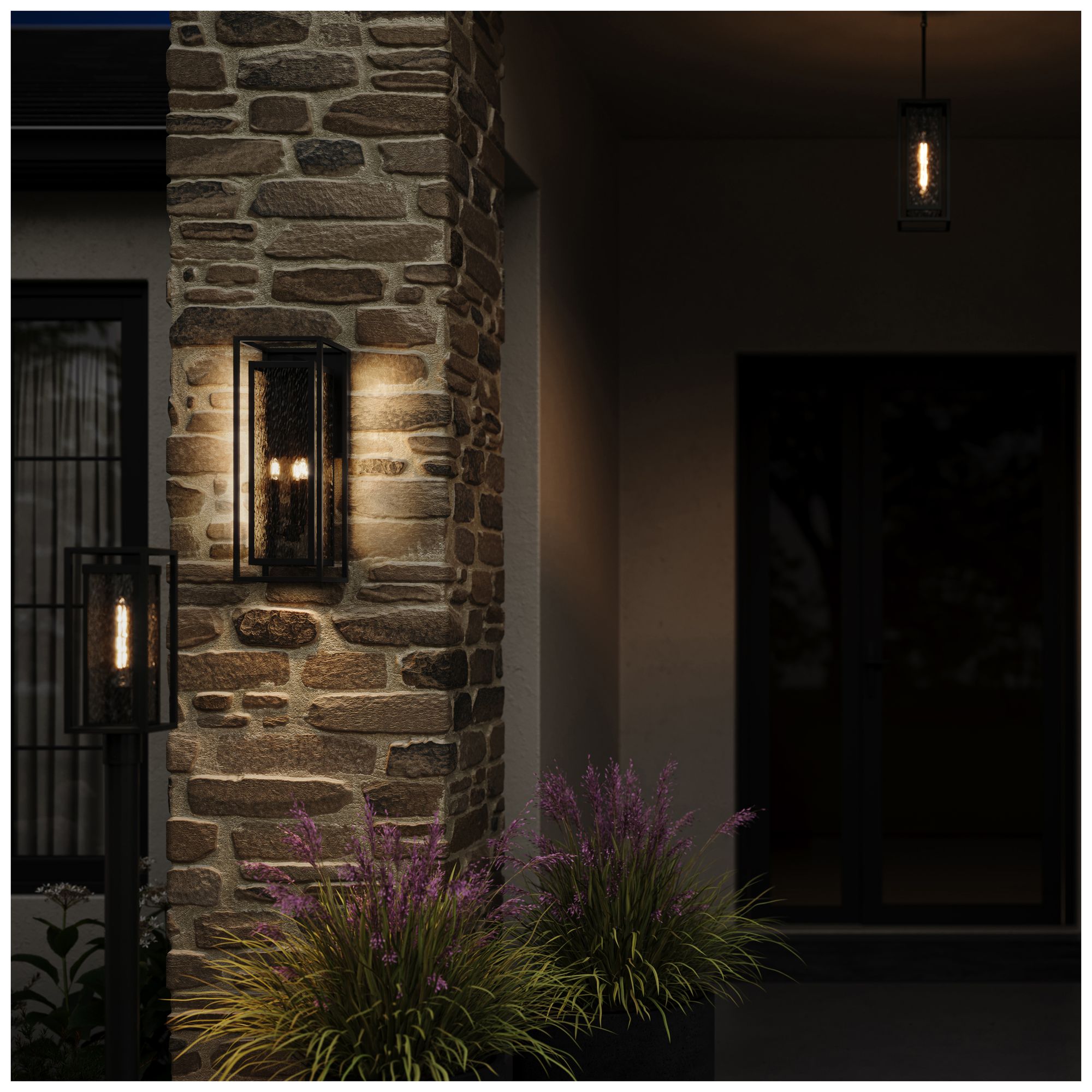 Image 4 Shaw 25-inch 3-Light Outdoor Wall Light with Water Glass more views