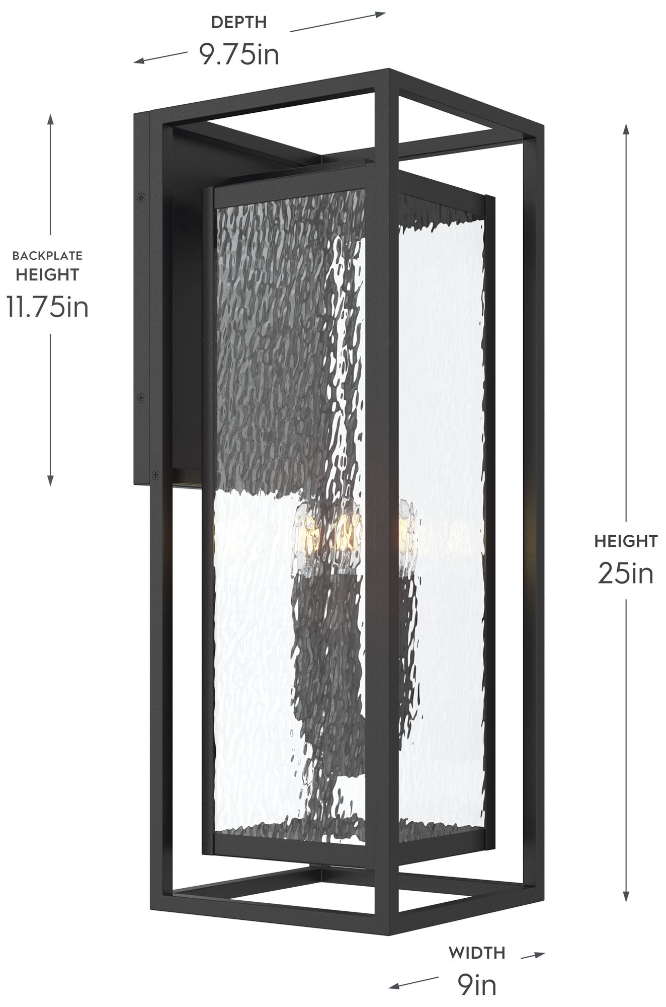 Image 5 Shaw 25-inch 3-Light Outdoor Wall Light with Water Glass more views