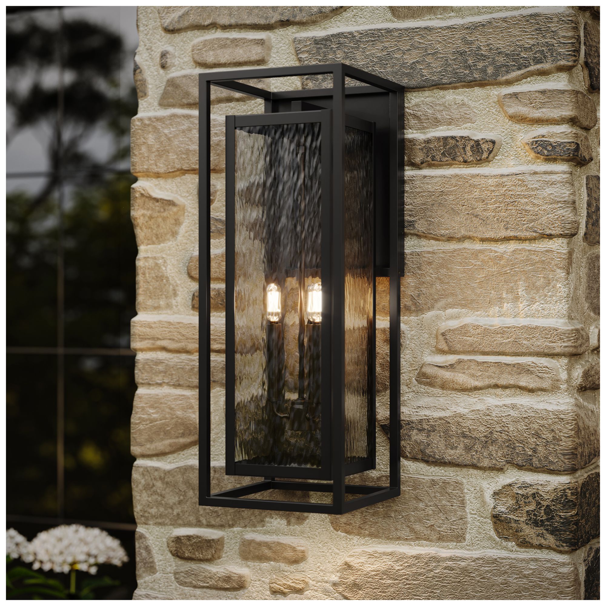 Shaw 25-inch 3-Light Outdoor Wall Light with Water Glass