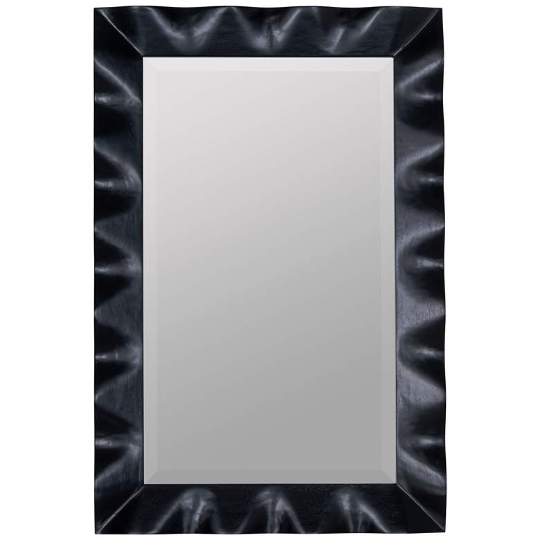 Image 1 Shaya Black 42" x 28" Wood Rectangle Wall Mirror