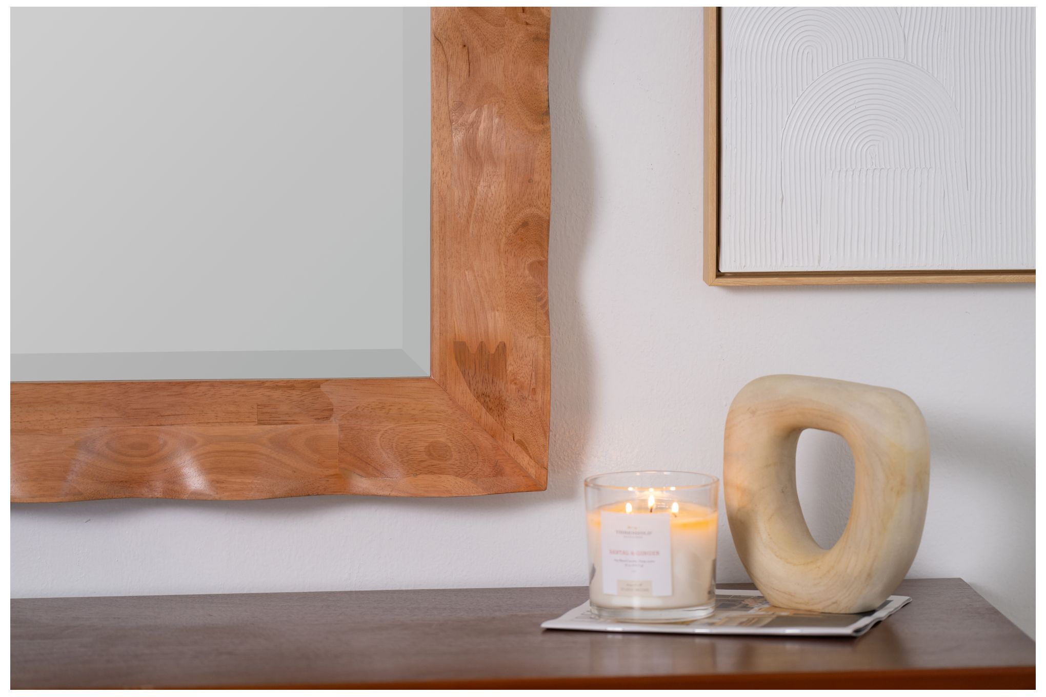 Image 5 Shaya Natural Honey 42" x 28" Wood Rectangle Wall Mirror more views
