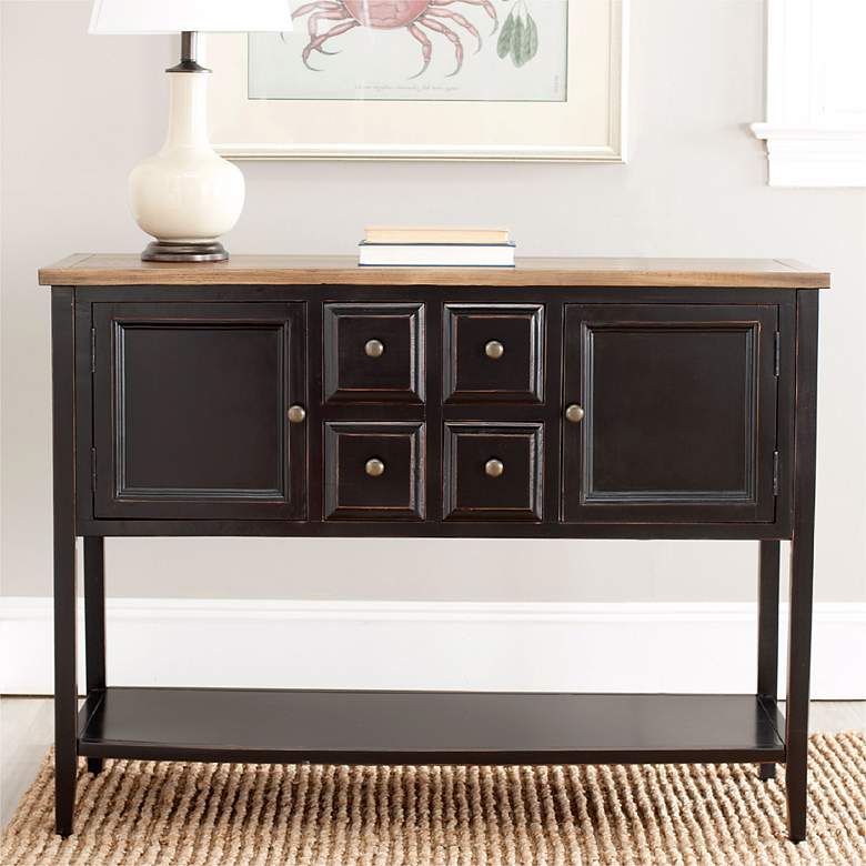Image 3 Shaylene Rustic Black 4-Drawer Sideboard more views