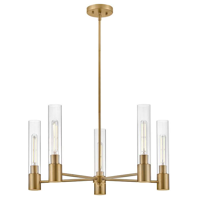 Image 1 Shea 28" Wide Lacquered Brass 5-Light Chandelier