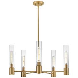 Image5 of Shea 28" Wide Lacquered Brass 5-Light Chandelier more views