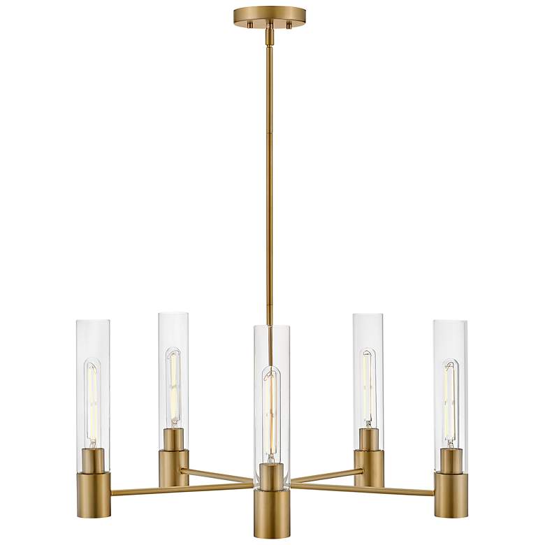 Image 6 Shea 28" Wide Lacquered Brass 5-Light Chandelier more views