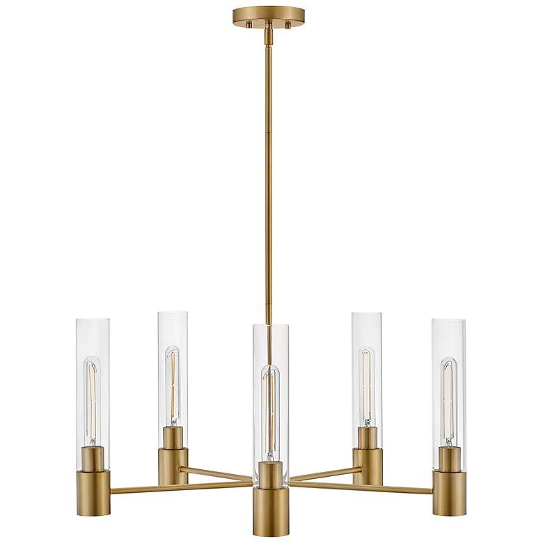 Image 7 Shea 28" Wide Lacquered Brass 5-Light Chandelier more views