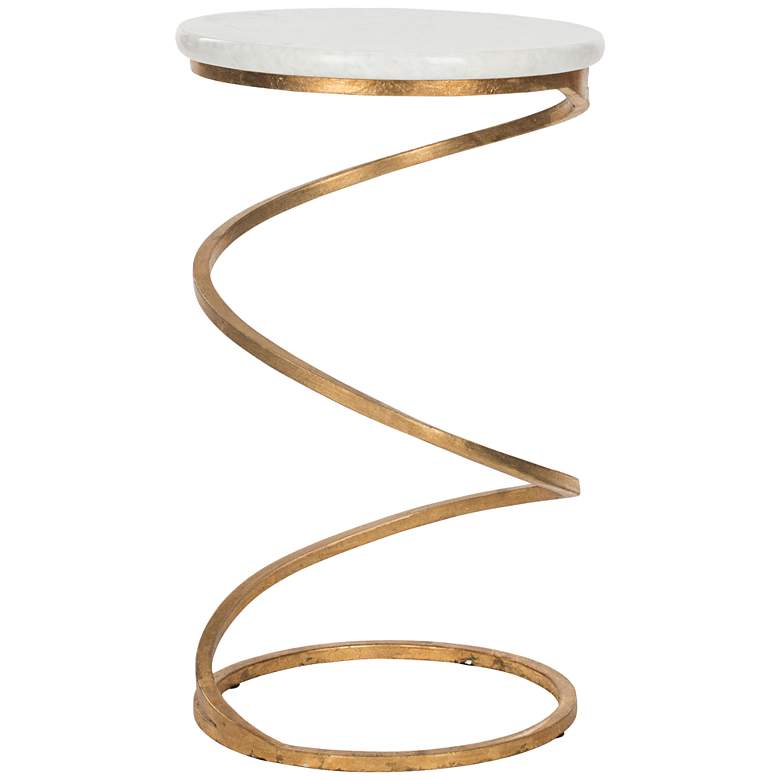 Image 1 Sheena White Marble Gold Accent Table