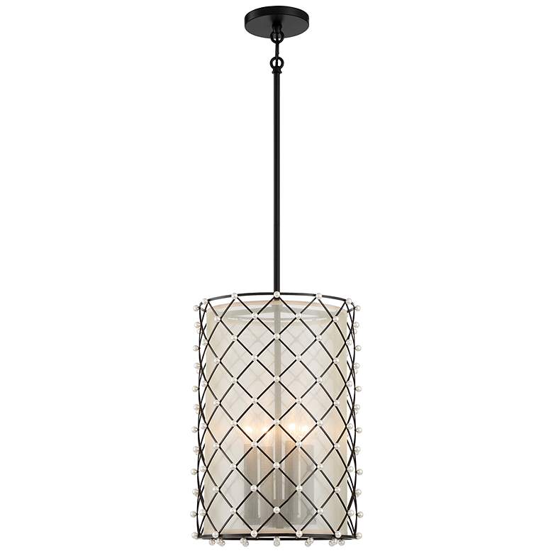 Image 1 Sheer Elegance 12 3/4" Wide Coal 4-Light Cylinder Pendant