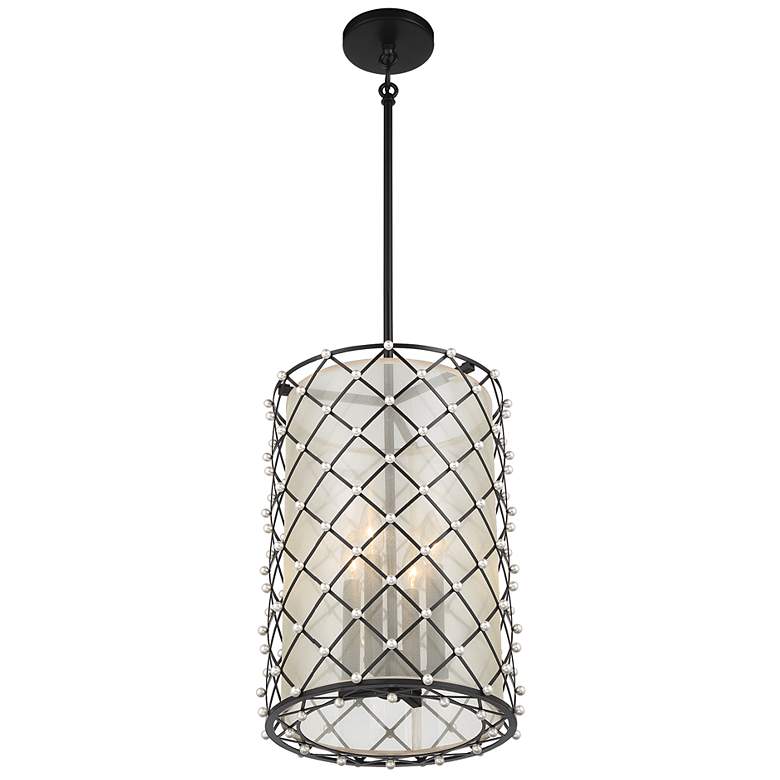 Image 3 Sheer Elegance 12 3/4" Wide Coal 4-Light Cylinder Pendant more views