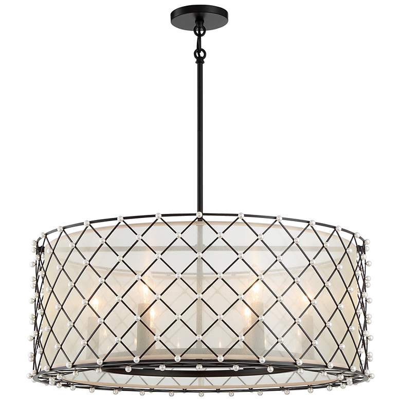 Image 2 Sheer Elegance 28 1/2" Wide Coal 6-Light Drum Pendant Light