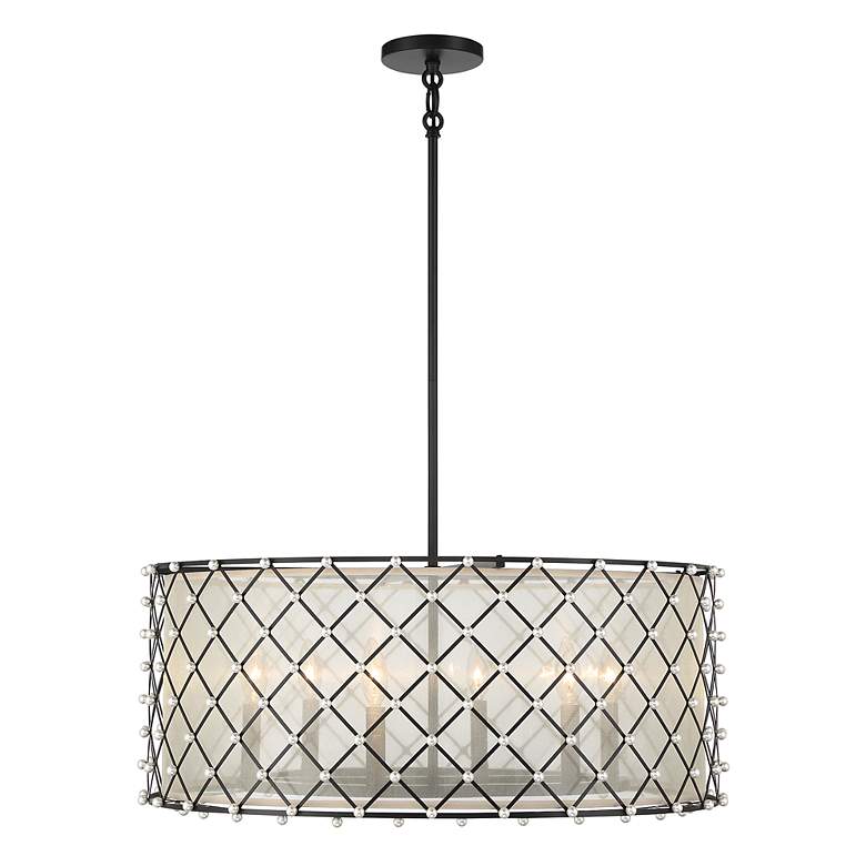 Image 3 Sheer Elegance 28 1/2" Wide Coal 6-Light Drum Pendant Light more views