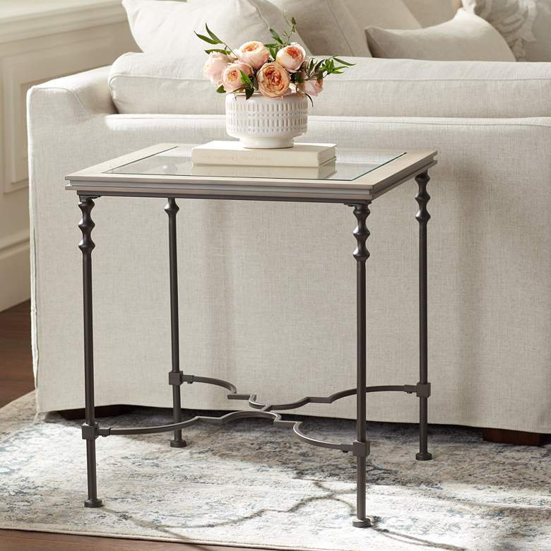 Image 1 Sheffield 22" Wide Bronze Distressed Wood End Table