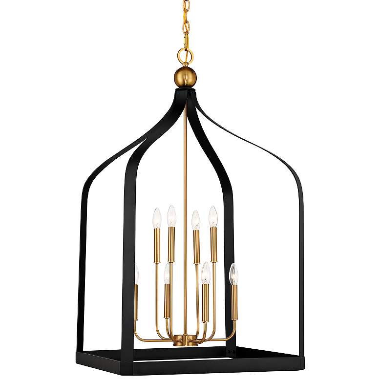 Image 1 Sheffield 23 1/2" Wide Black and Warm Brass 8-Light Pendant