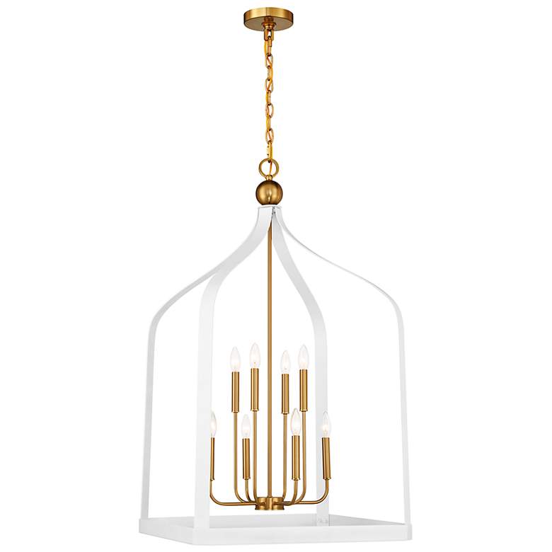 Image 1 Sheffield 23 1/2" Wide White and Warm Brass 8-Light Pendant