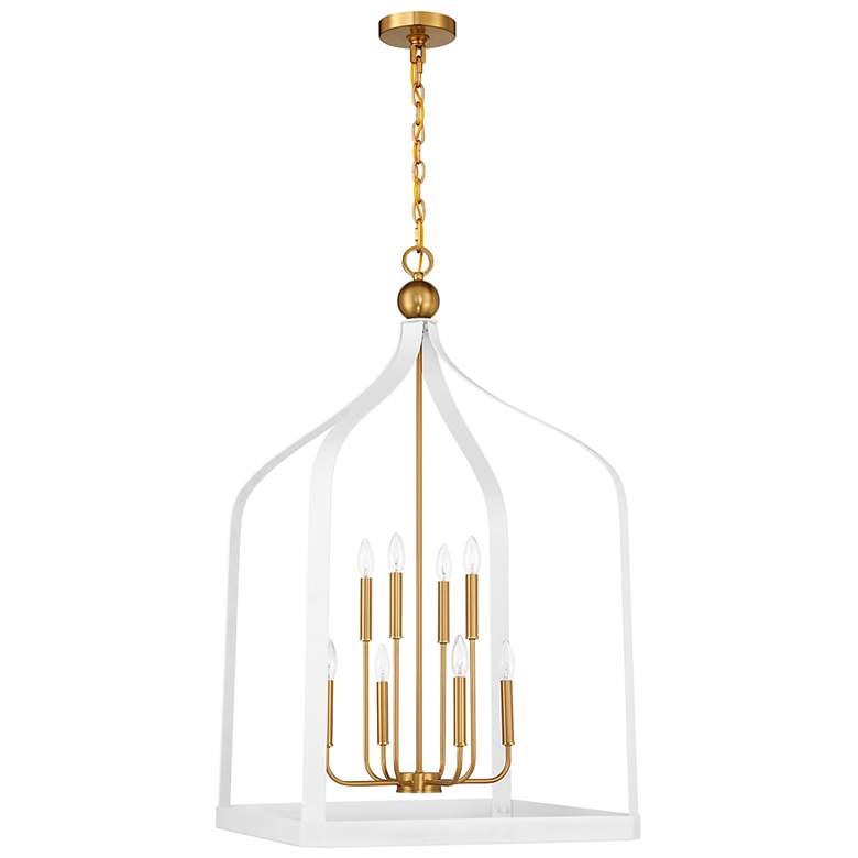 Image 2 Sheffield 23 1/2" Wide White and Warm Brass 8-Light Pendant more views