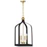 Sheffield 4-Light Pendant in Matte Black with Warm Brass Accents
