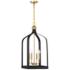 Sheffield 4-Light Pendant in Matte Black with Warm Brass Accents