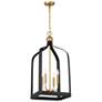3_Sheffield 4-Light Pendant in Matte Black with Warm Brass Accents more views