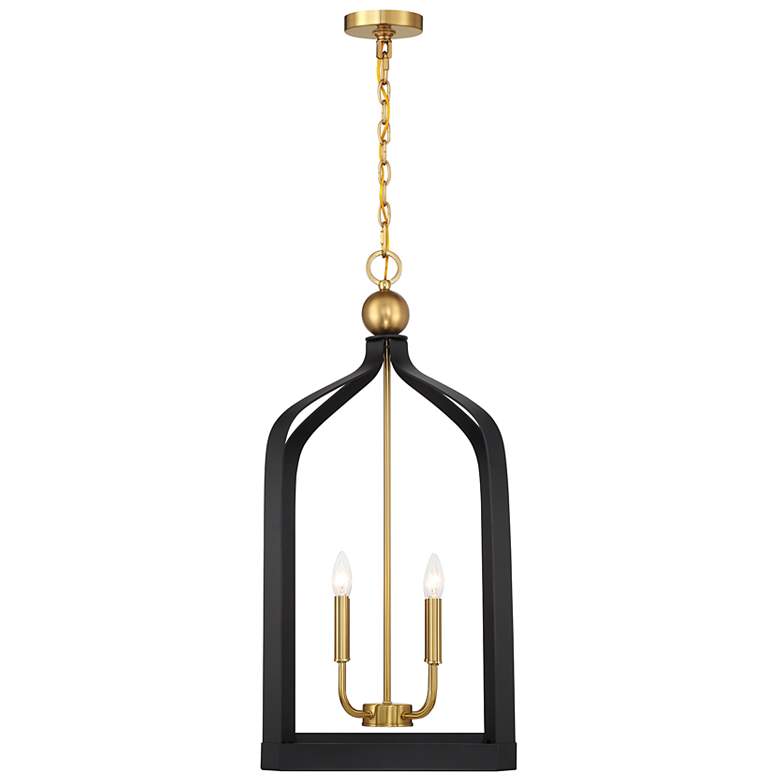 Image 5 Sheffield 4-Light Pendant in Matte Black with Warm Brass Accents more views
