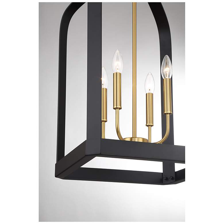 Image 6 Sheffield 4-Light Pendant in Matte Black with Warm Brass Accents more views