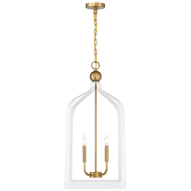 Image 5 Sheffield 4-Light Pendant in White with Warm Brass Accents more views