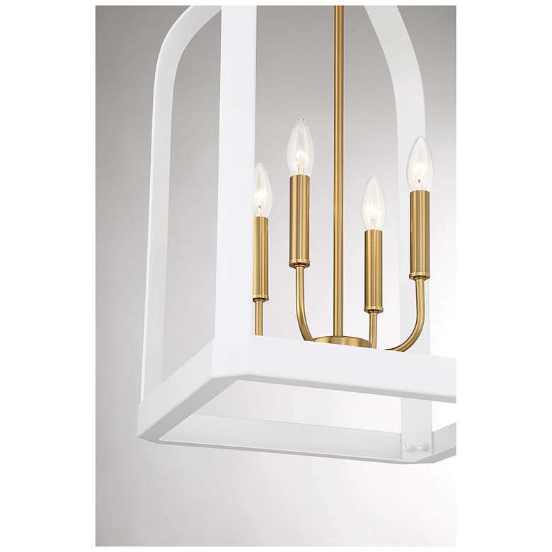 Image 6 Sheffield 4-Light Pendant in White with Warm Brass Accents more views