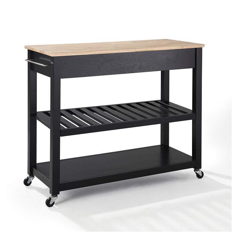 Image 4 Sheffield 42" Wide Black Finish Kitchen Serving Cart or Bar Cart more views