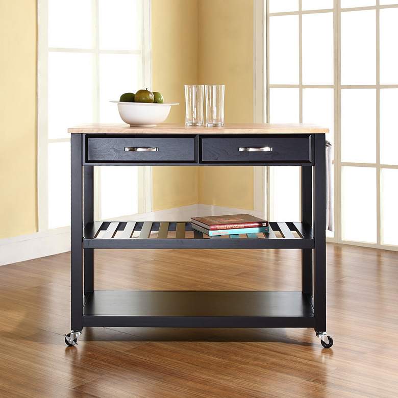 Image 5 Sheffield 42 inch Wide Black Finish Kitchen Serving Cart or Bar Cart more views