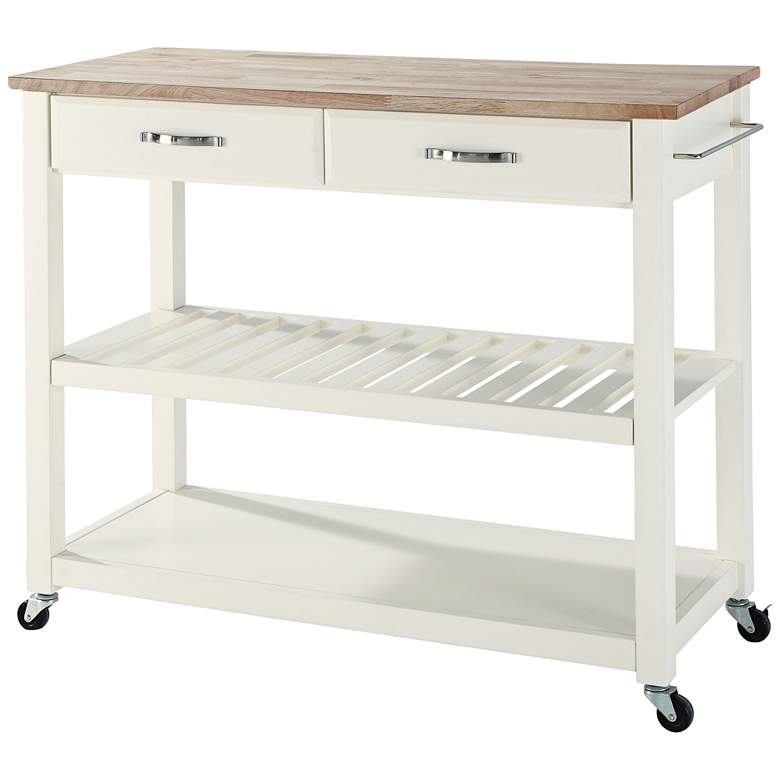 Image 2 Sheffield 42" Wide White Kitchen Island Serving Cart or Bar Cart