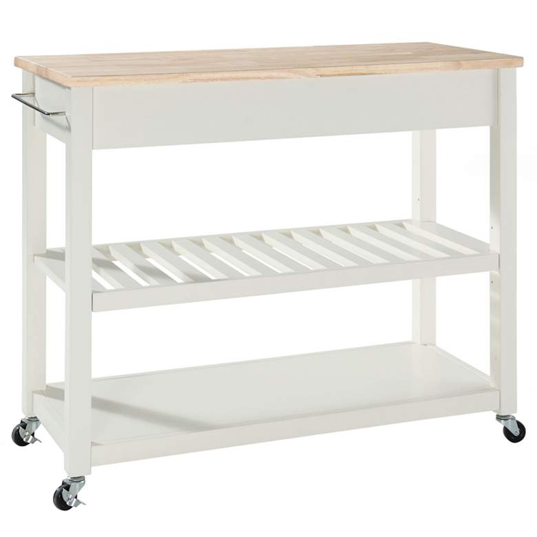 Image 3 Sheffield 42" Wide White Kitchen Island Serving Cart or Bar Cart more views