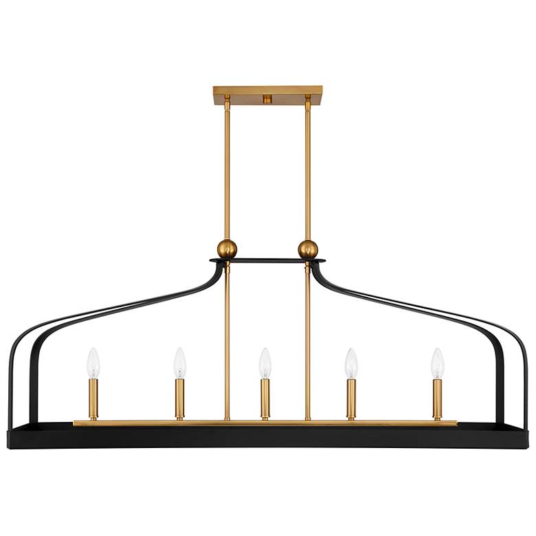 Image 2 Sheffield 46" Wide Black and Brass 5-Light Linear Chandelier more views
