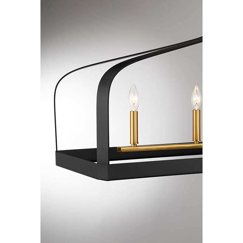 Image 6 Sheffield 46" Wide Black and Brass 5-Light Linear Chandelier more views