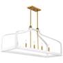 4_Sheffield 46"W White with Brass 5-Light Linear Chandelier more views