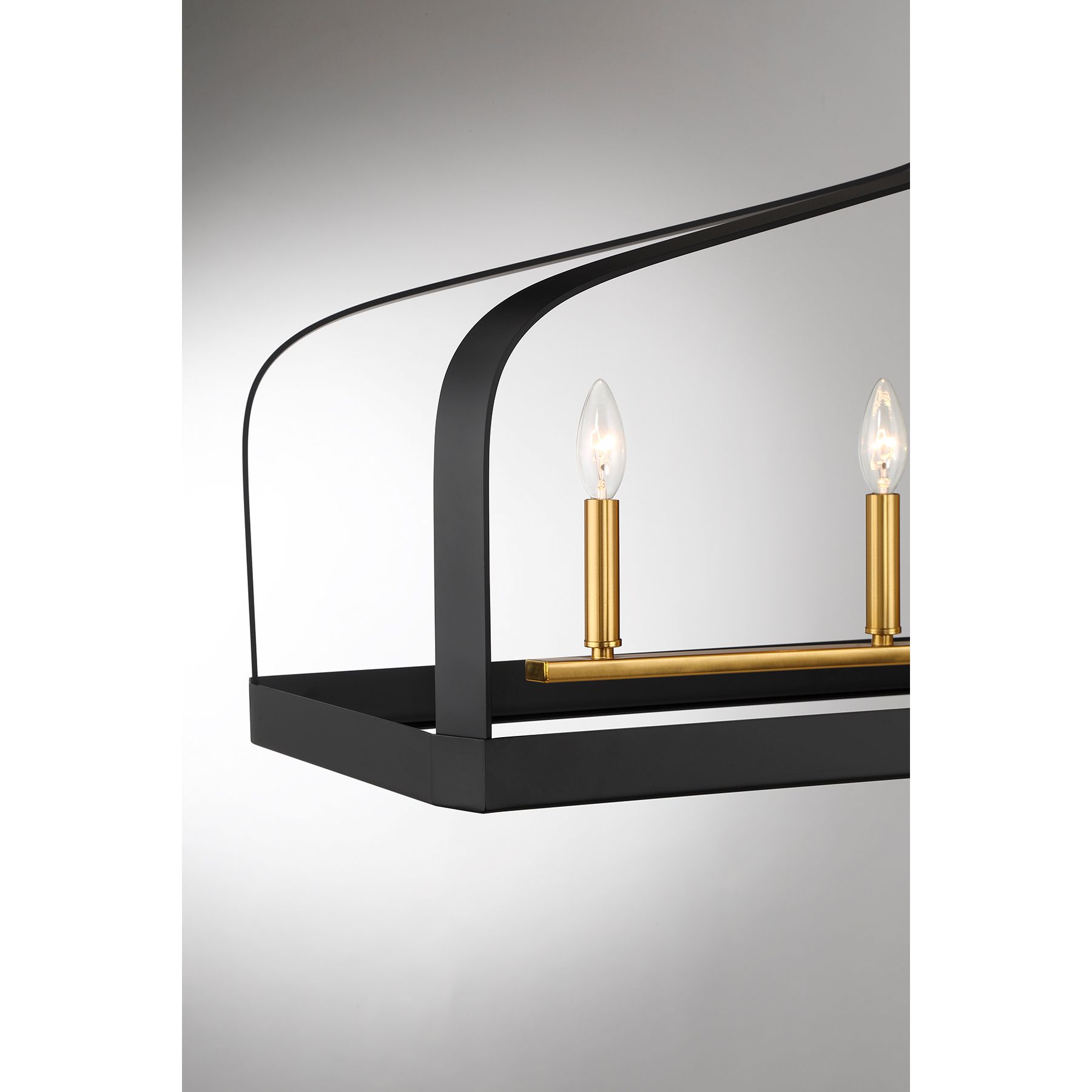 Image 6 Sheffield 5-Light Linear Chandelier in Matte Black with Warm Brass Accents more views